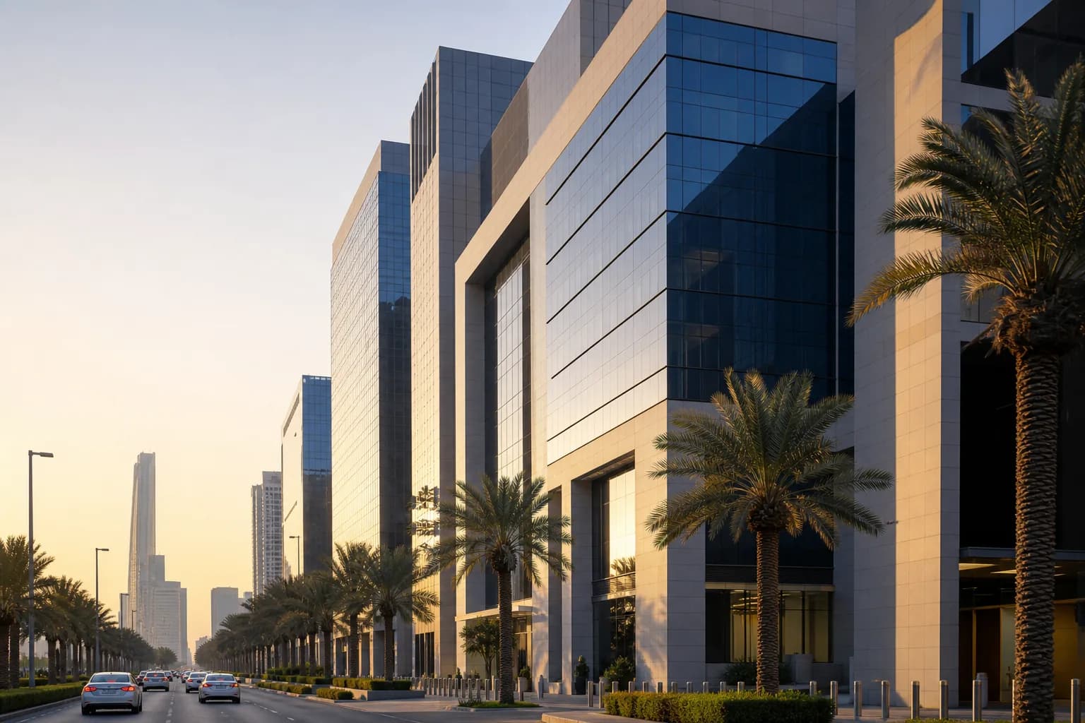 Contemporary commercial office buildings in Kuwait — illustrative sector image